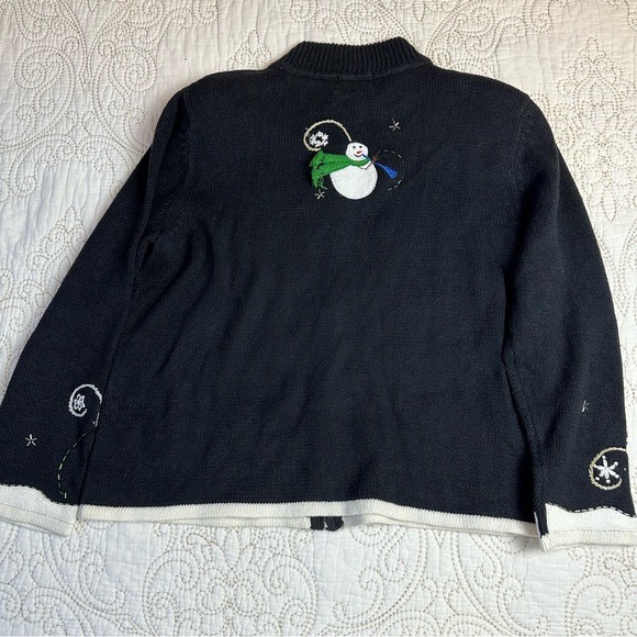 Vintage snowman ramie & cotton Christmas sweater sz L - Picture 7 of 8